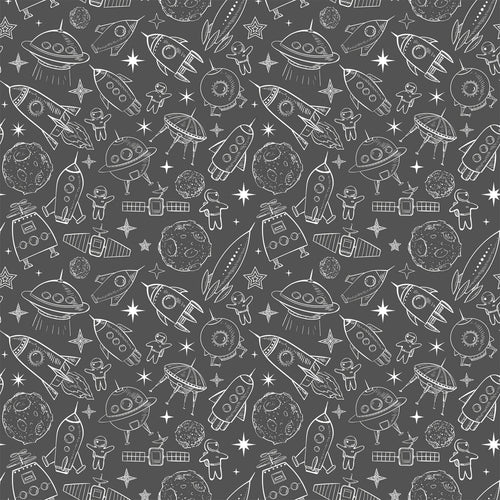Gray Space Children Peel and Stick Removable Wallpaper 8684