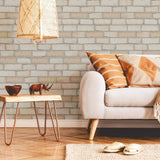 Beige Faux Brick Peel and Stick Removable Wallpaper 6930