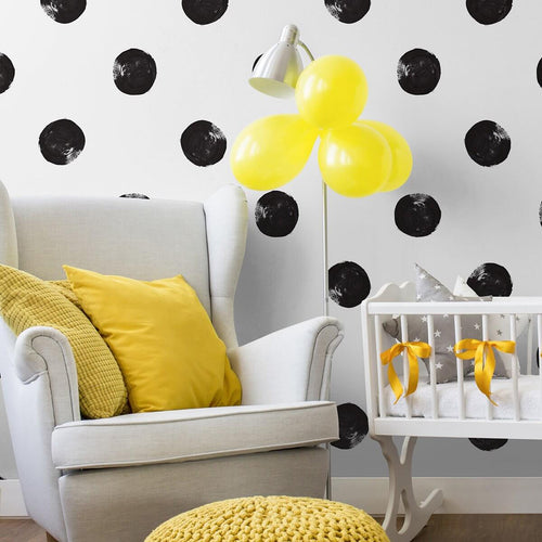 Black and White Dots Baby Peel and Stick Removable Wallpaper 2418
