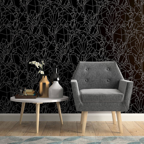 Black and White Crystal Geometric Peel and Stick Removable Wallpaper 2913