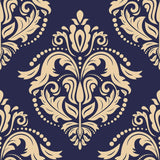 Beige and Blue Damask Basic Peel and Stick Removable Wallpaper 6574
