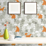Beige and White Animals Baby Peel and Stick Removable Wallpaper 9027