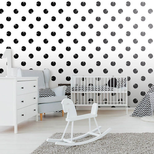 Black and White Dots Baby Peel and Stick Removable Wallpaper 2418