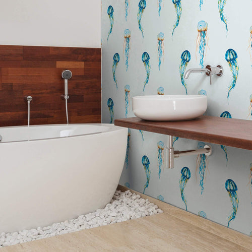 Blue and Orange Nautical Peel and Stick Removable Wallpaper 2958