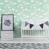 Blue and White Clouds Baby Peel and Stick Removable Wallpaper 8827