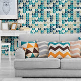 Blue and Beige Diamond Geometric Peel and Stick Removable Wallpaper 3898