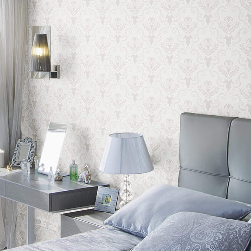 Beige and Taupe Damask Basic Peel and Stick Removable Wallpaper 0731