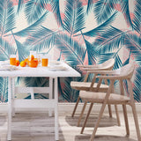 Blue and Red Tropical Floral Peel and Stick Removable Wallpaper 1328