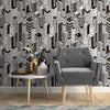 Black and White City Themed Peel and Stick Removable Wallpaper 3098