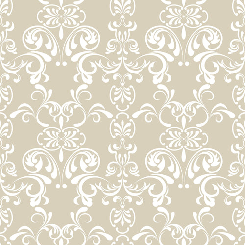 Beige and Damask Basic Peel and Stick Removable Wallpaper 2948