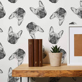 Black and White Dog Peel and Stick Removable Wallpaper 3380