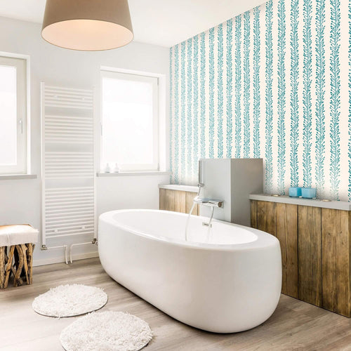 Blue Floral Basic Peel and Stick Removable Wallpaper 0775