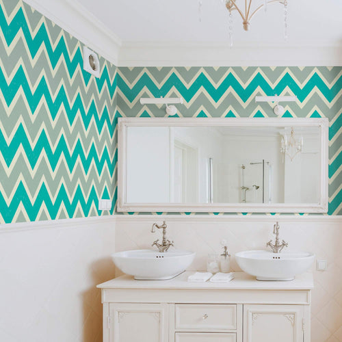 Blue Chevron Peel and Stick Removable Wallpaper 0869