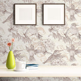 Beige Floral Animal Peel and Stick Removable Wallpaper 2219
