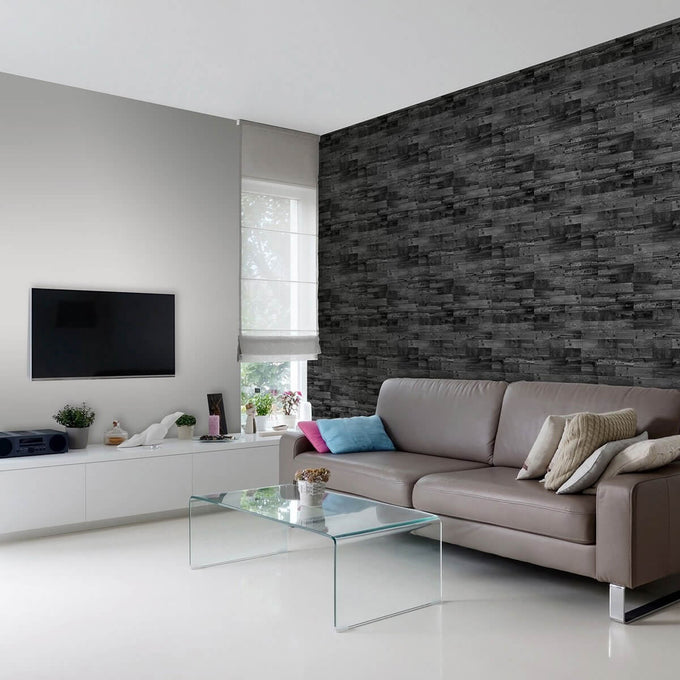 Black Wood Texture Peel and Stick Removable Wallpaper 8479