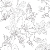 Elegant Charcoal and White Floral Peel and Stick Removable Wallpaper 2198