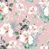 Pink Flowers Peel and Stick Removable Wallpaper 1136