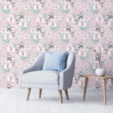 Pink Flowers Peel and Stick Removable Wallpaper 1136