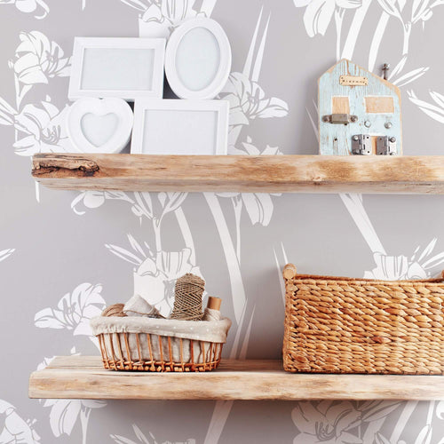 White and Gray Floral Peel and Stick Removable Wallpaper 6468