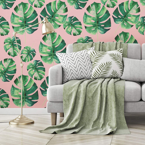 Pink Botanical Floral Peel and Stick Removable Wallpaper 2421