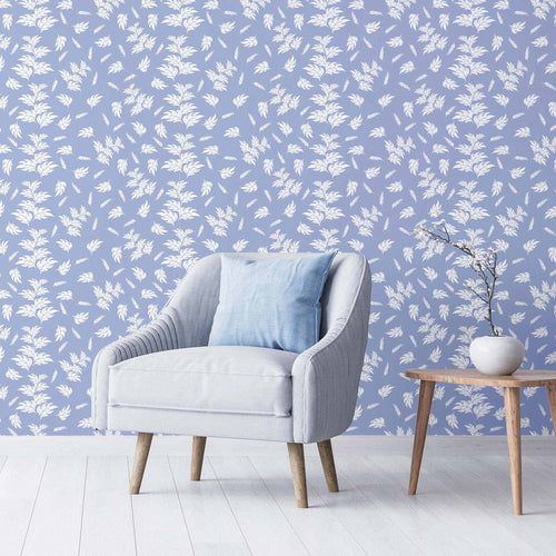 Blue Leaves Peel and Stick Removable Wallpaper 5449