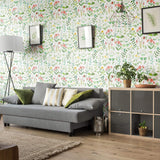 White Botanical Floral Peel and Stick Removable Wallpaper 1864