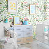 White Botanical Floral Peel and Stick Removable Wallpaper 1864