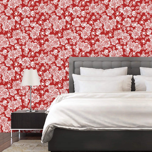 White Textured Floral Peel and Stick Removable Wallpaper 1674