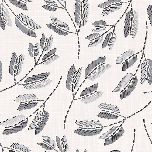 Grey Leaves Peel and Stick Removable Wallpaper 5436