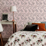 Pink Leaves Peel and Stick Removable Wallpaper 9814
