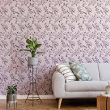 Pink Leaves Peel and Stick Removable Wallpaper 9814