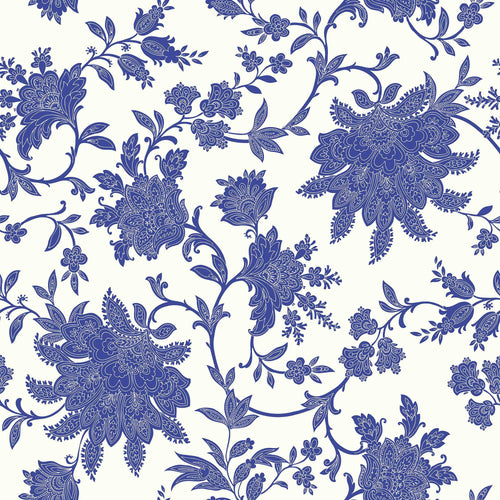 Blue Flowers Peel and Stick Removable Wallpaper 8546