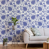 Blue Flowers Peel and Stick Removable Wallpaper 8546
