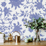 Blue Flowers Peel and Stick Removable Wallpaper 8546