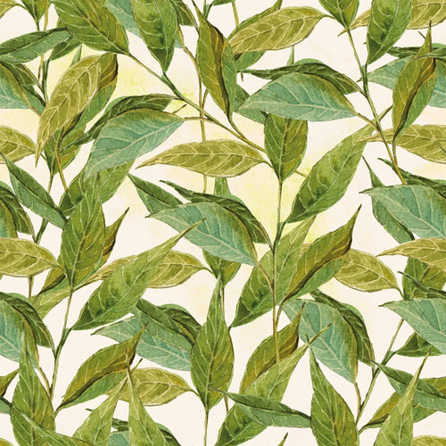 Green and Beige Leaf Floral Peel and Stick Removable Wallpaper 0625
