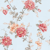 Pink and Blue Textured Floral Peel and Stick Removable Wallpaper 0607