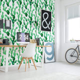 Green and Beige Textured Floral Peel and Stick Removable Wallpaper 4785