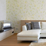 Green and Beige Birds Floral Peel and Stick Removable Wallpaper 8273