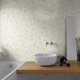 Green and Beige Birds Floral Peel and Stick Removable Wallpaper 8273