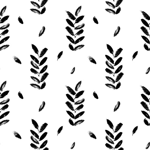 Black and White Leaves Peel and Stick Removable Wallpaper 9883