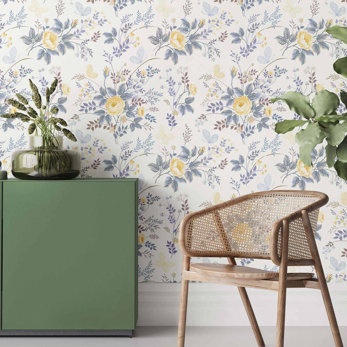 Yellow Botanical Peel and Stick Removable Wallpaper 4320