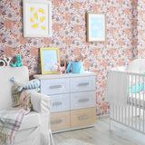 Orange and Purple Botanical Floral Peel and Stick Removable Wallpaper 6586