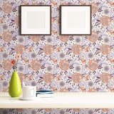 Orange and Purple Botanical Floral Peel and Stick Removable Wallpaper 6586