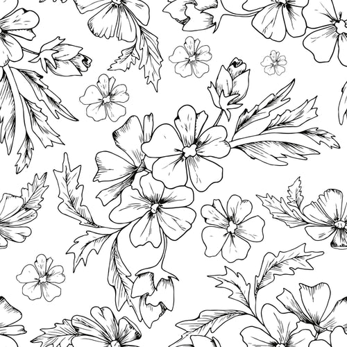 Black and White Textured Floral Peel and Stick Removable Wallpaper 6488