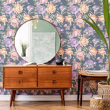 Orange Flowers Peel and Stick Removable Wallpaper 6678