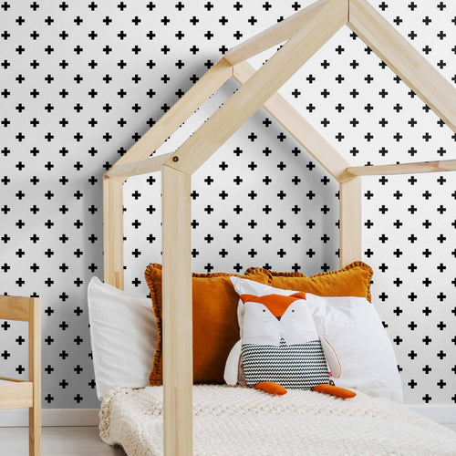 White and Black Cross Geometric Peel and Stick Removable Wallpaper 2016