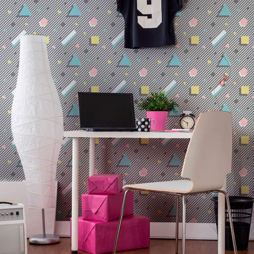 Pink and Yellow Shapes Geometric Peel and Stick Removable Wallpaper 1160