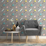 Pink and Yellow Shapes Geometric Peel and Stick Removable Wallpaper 1160