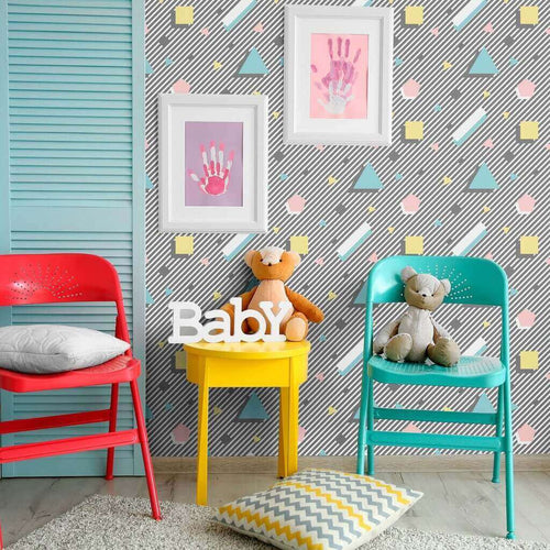 Pink and Yellow Shapes Geometric Peel and Stick Removable Wallpaper 1160