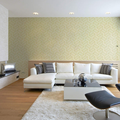 Beige and Cream Textured Geometric Peel and Stick Removable Wallpaper 5918